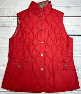Eddie Bauer Womens 550 Premium Goose Down Quilted Vest Sz SP Red Snap Front - Picture 1 of 11