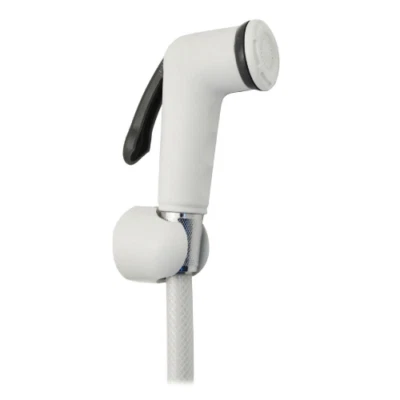 DIANHYDRO Shut-Off Handbrause Set weiß mit flexiblem Selbstentriegelungshebel aus Gummi