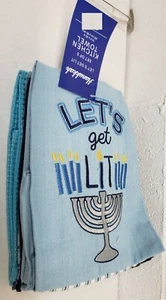 5 pc DIFFERENT KITCHEN TOWELS SET (16" x 26") HANUKKAH COLORS, LET'S GET LIT, LP - Picture 1 of 11