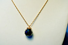 Vintage 14k gold 1/2 seed pearls and faceted onyx bead, 22" 14k chain