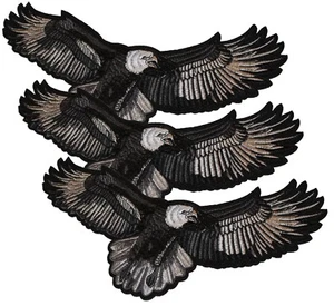 Lot of 3 AMERICAN BALD EAGLE USA BIKER LARGE EMBROIDERED PATCH 11 1/2" Wide - Picture 1 of 4