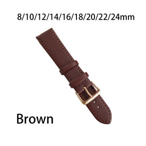 8mm-24mm Genuine Leather Watch Band Wristwatch Strap Replacement Black/Brown