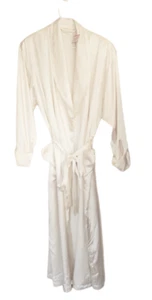 VTG Victoria's Secret Satin Bathbrobe Size M/L White Sexy Y2K 90s Bridal New - Picture 1 of 12