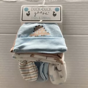 Duck Duck Goose Infant Boys 0-9 Months Dinosaur Hats & Mittens NWT 6 Piece Set - Picture 1 of 10
