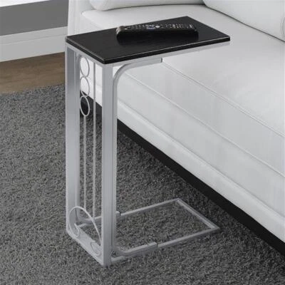 Mesa de acento en forma de C extremo lateral aperitivo sala dormitorio metal negro Foto 1 de 4