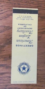 FRATERNAL AMERICAN LEGION MATCHBOOK COVER: DEPARTMENT OF CALIFORNIA MATCHCOVER B - Bild 1 von 1
