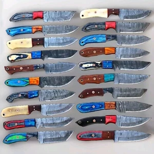 SET BESTEHEND AUS 20 MASSGEFERTIGTEN DAMASTSTAHL FULLTANG SKINNER JAGD EDC MESSER - Bild 1 von 3