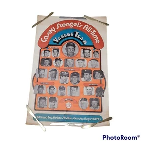 Vtg 1970 Casey Stengels All Time Yankee Team Poster Mickey Mantle 23x35 Rough - Picture 1 of 8