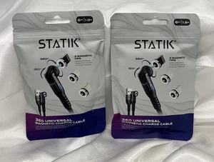 Statik (3 Magnetic Tips) (6 Feet ) 360° Universal Charge Cable 2 Pack Brand New - Picture 1 of 2