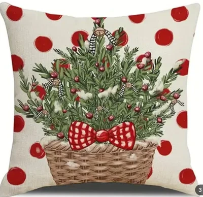 1 funda de almohada roja/blanca para árbol de Navidad 18 pulgadas #invierno #mezcla de lino de alta calidad Foto 1 de 4