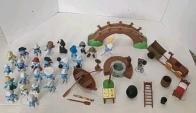 Винтажный Smurf фигурки лот из 25 Smurfs Peyo Schleich и здания - несколько наборов - Изображение 1 из 4