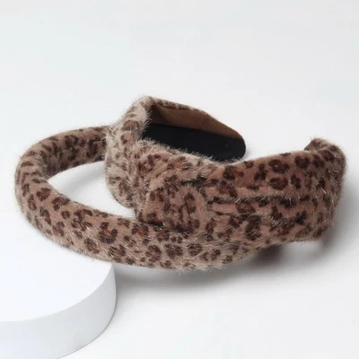 2PK Diademas con Estampado de Leopardo para Mujer Diadema de Piel Sintética Linda Diadema de Nudo Ancho Foto 1 de 4