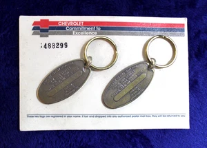 NOS Brass Chevy Key Rings Key Chains Fobs Accessory Bowtie GM Truck Camaro Vette - Picture 1 of 8