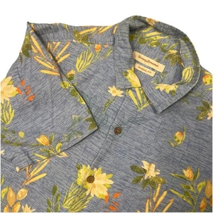 Tommy Bahama Camicia Uomo Grande 100% SETA Floreale Hawaiana Stampa All Over - Foto 1 di 7