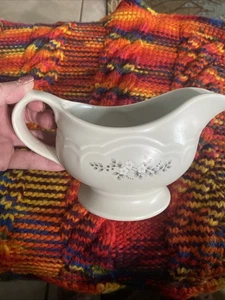 Pfaltzgraff Gravy Server #436 USA Gray Floral Stoneware Sauce Boat RETIRED - Picture 1 of 5