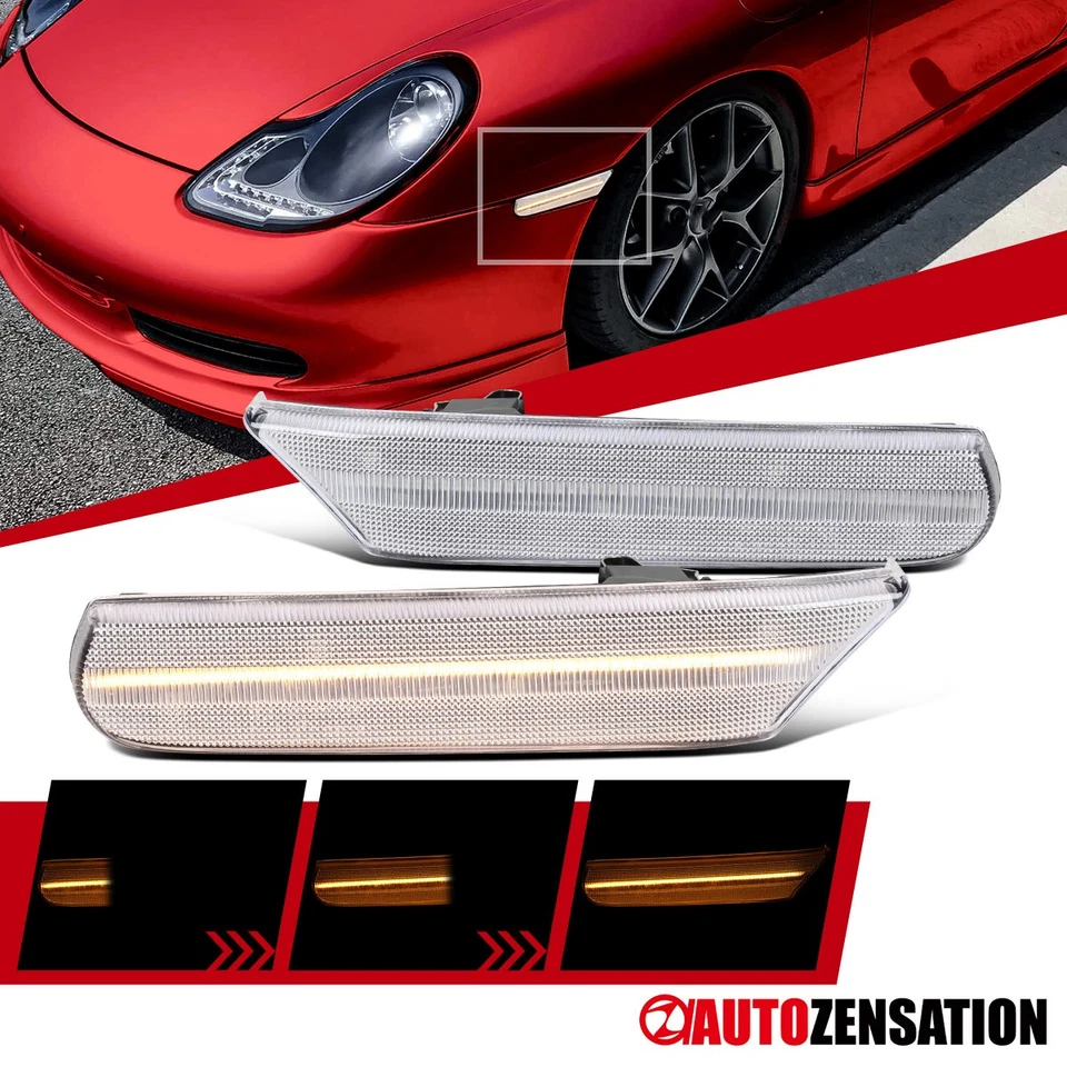 Fit 1997-2004 Porsche 911 996 Boxster 986 Sequential LED Side Marker Signal Lamp - Изображение 1 из 4