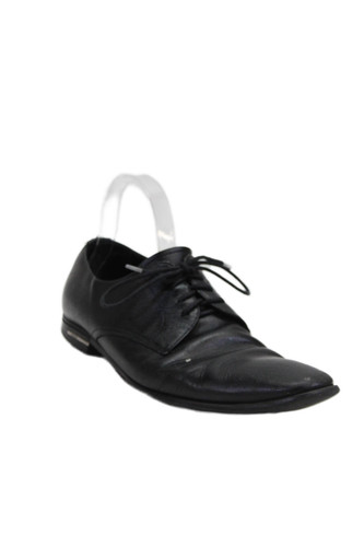 Scarpe eleganti Prada uomo in pelle foderate stringate a punta nere taglia 9