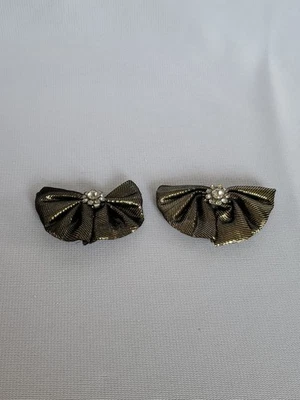 Винтажные зажимы для обуви золотой материал прозрачные стразы - Изображение 1 из 3