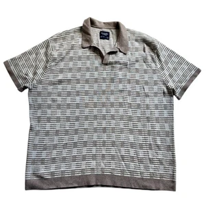 Y2K Abercrombie & Fitch Knit Polo Shirt  Size Men’s XL Brown Beige Pattern - Picture 1 of 6