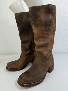 Vintage Frye Leder Campus Stiefel Western High Heel Schuhe Damen 8M braun - Bild 1 von 14