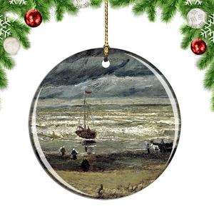 Van Gogh Beach At Scheveningen In Stormy Christmas ornament city travel souvenir - Picture 1 of 3