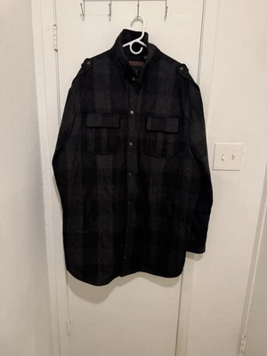 Mens Perry Ellis Portfolio 3XLT Wool Blend Button Over Size Coat Jacket Black - Image 1 of 3
