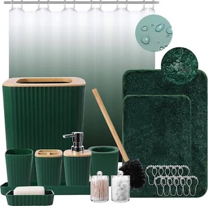 Bathroom accessories Shower curtain and bathroom carpet, - Picture 1 of 8