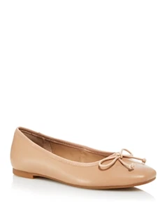 AQUA Glee Leather Bow Ballet Flats Women's 6M Tan Round Toe Slip On Closure - Picture 1 of 17