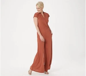 Lisa Rinna large black Surplice Wide Leg Jumpsuit - Picture 1 of 4