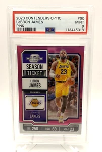 2023 Panini Contenders Season Ticket Pink Prizm 37/75 LeBron James #90 PSA 9 - Bild 1 von 3