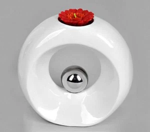 702159 Teelicht Leuchter 14cm Weiss Silber aus Steingut NEU - Bild 1 von 1