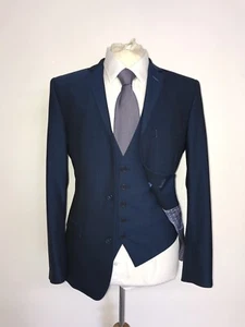 TED BAKER - 3 Piece Tailored Fit BLUE WOOL SUIT - 38 Short - W32 L31 - LOVELY - Picture 1 of 13