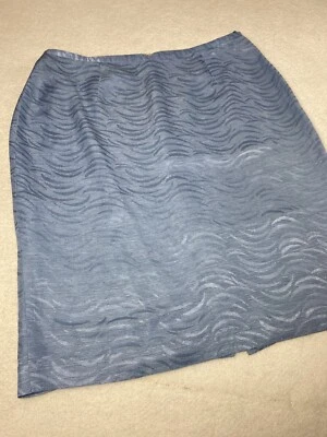 Falda lápiz Bloomingdales vintage azul seda rayas cebra mujer talla 14 Foto 1 de 4