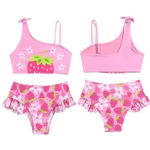 Kids Girl Outfits Water Park Swimwear Summer Swimsuit Flower Bikini Set Panties - Picture 1 of 10