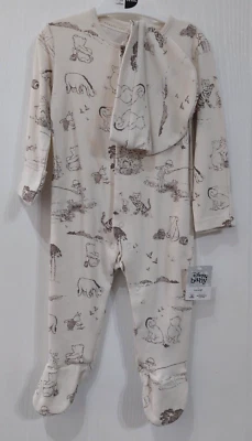 12-18 Months Disney Baby Winnie The Pooh Sleepsuit & Hat Set Character Babygrow - Image 1 of 4