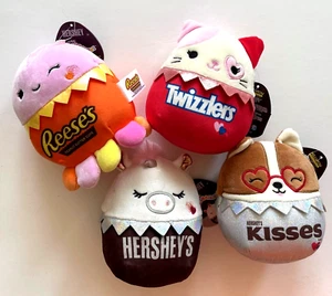 Squishmallow Hershey Twizzler Reeses Regina Cow Corgi Plush 5” Valentine Set x4 - Picture 1 of 2