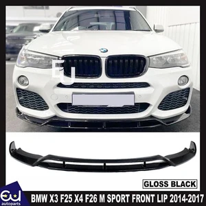 FOR BMW X3 F25 X4 F26 M SPORT FRONT LIP SPLITTER GLOSS BLACK 2014-2017 - Picture 1 of 17