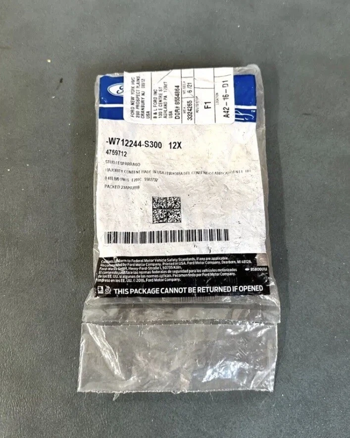 Perno colector de escape Ford OEM NOS W712244-S300 12x 2011-2020 F150 V6 Foto 1 de 1