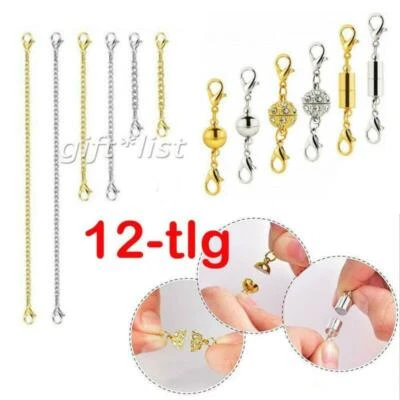 12x Karabiner Magnet Verschluss Schließe Schmuck Kettenverlängerung gold silber - Bild 1 von 4