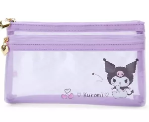 Official Japan Sanrio Kuromi Makeup Bag Pouch Or Flat Pen Zipper Mesh Case - Picture 1 of 7