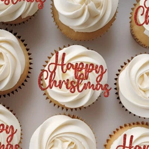 Happy Christmas Cake Topper Merry Christmas Party Decorations Xmas Cake Topper - Picture 1 of 3