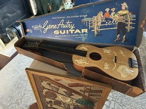 Vintage Emenee Western Folk Gene Autry Kids Guitar with Box - Picture 1 of 15