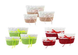S/3 Korb Oval Häkelnadel Bunt International Beschichtet Container Dekorationen - Bild 1 von 2