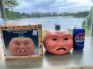Vintage Kmart Halloween SAD FACE Pumpkin Jack o Laterne Teelicht NEU! - Bild 1 von 6