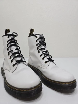 Dr. Doc Martens Zavala Combat Boots White Leather Lace Up Size 10 Mens/ Women 11 - Image 1 of 4