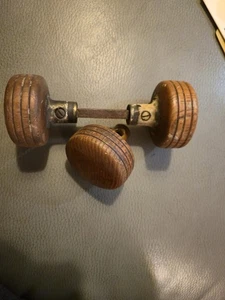 Vintage Bardsley Wood3 Wooden Door Knobs MADE USA New York 2-1/4”  Farmhouse - Picture 1 of 5