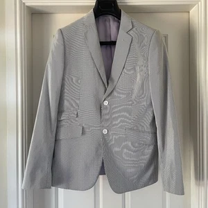 Louis Feraud 100% cotton Blazer Mens Size 40 grey/white fine stripe - Picture 1 of 19