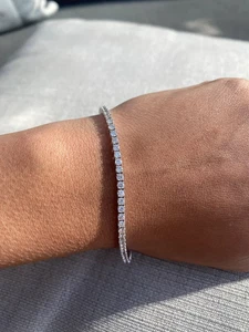 5.5 Ct Lab Grown Diamond Tennis Bracelet E VS1 14K White Gold Over 7" - Picture 1 of 7