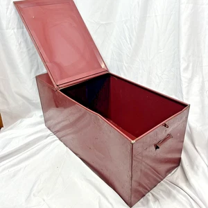 Caja de archivos metálica de acero industrial vintage de almacenamiento con tapa de asas 21x10x10 - Imagen 1 de 9