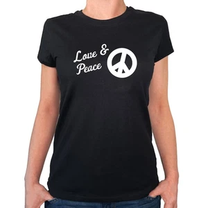 Damen T-Shirt Love & Peace  Geschenkidee Love & Peace Geschenk Präsent Mitbrings - Picture 1 of 21